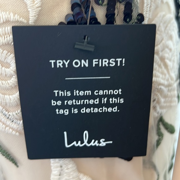 NWT Lulu’s formal beaded sequin evening dress S cream embroidered overlay sexy - Picture 9 of 15